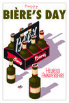 Carte Anniversaire - Happy Bière's day avec Enveloppe - Mini Poster Format 17x11 5cm - Style Rétro Vintage - Zythologue Bièrologue Brasseur Malt Houblon Bar - Fabriquée en France