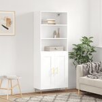 vidaXL Buffet haut Blanc 69 5x34x180 cm Bois d'ingénierie