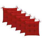 vidaXL Chaises de jardin et coussins rouge lot de 6 Bois teck massif