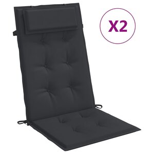 vidaXL Coussins de chaise à dossier haut lot de 2 noir tissu oxford