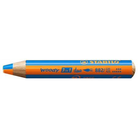 Crayon multi-talents woody 3 in 1 duo - orange-bleu stabilo