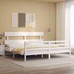 vidaXL Cadre de lit sans matelas blanc 200x200 cm bois massif