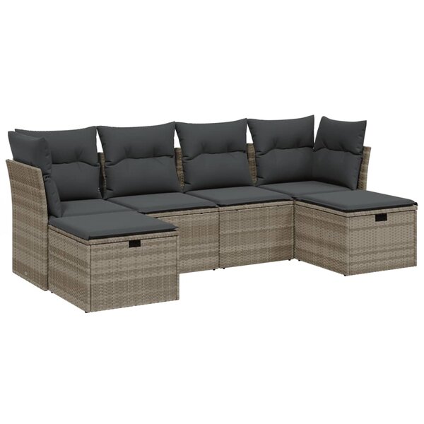 vidaXL Salon de jardin 6 Pièces avec coussins gris clair résine tressée