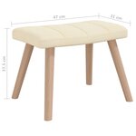 vidaXL Chaise à bascule avec tabouret Crème Tissu