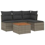 vidaXL Salon de jardin 5 Pièces avec coussins gris résine tressée