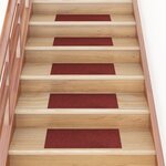 vidaXL Tapis d'escalier autocollants Rectangulaire 15Pièces 60x25cm Rouge