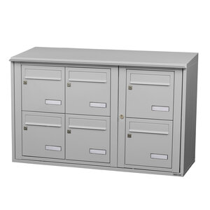 Bloc collectif Leabox 3x2 grade 3 simple face extérieur fixation murale gris clair ral 7035 finition brillante