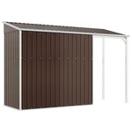 vidaXL Abri de jardin avec toit prolongé marron 277x110 5x181 cm acier