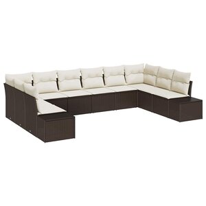 vidaXL Ensemble de canapé de jardin 10 Pièces Marron polyrotin