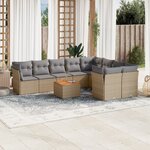 vidaXL Salon de jardin avec coussins 10 Pièces beige résine tressée