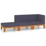 vidaXL Salon de jardin 3 Pièces avec coussins Bois d'acacia solide