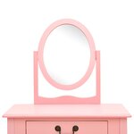 vidaXL Coiffeuse et tabouret Rose 65x36x128 cm Bois de paulownia MDF
