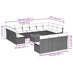 vidaXL Salon de jardin avec coussins 14 Pièces gris résine tressée