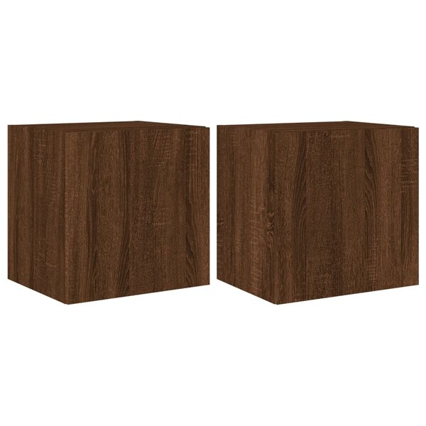 vidaXL Meubles TV muraux lumières LED 2 Pièces chêne marron 40 5x35x40 cm