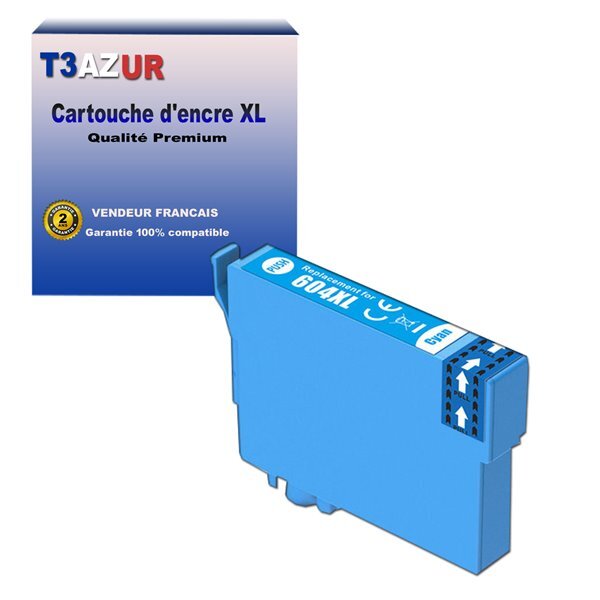 T3azur- cartouche compatible epson 604 xl pour epson expression home xp-2200  xp-2205  xp-3200  xp-3205  xp-4200 cyan