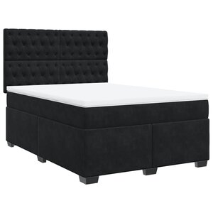 vidaXL Sommier à lattes de lit et matelas Noir 160x200 cm Velours