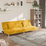 vidaXL Canapé-lit à 2 places avec deux oreillers jaune tissu