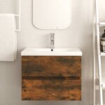 vidaXL Armoire de lavabo Chêne fumé 60x38 5x45 cm Bois d'ingénierie
