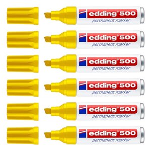 Marqueur Permanent 500 Corps Alu Jaune Pointe Large Biseautée 2-7 mm x 6 EDDING