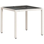 vidaXL Ensemble à manger de jardin et coussins 3 Pièces blanc rotin verre