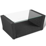 vidaXL Salon de jardin 4 Pièces avec coussins Résine tressée Noir