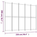 vidaXL Cloison de séparation 5 panneaux Marron 250x200 cm Tissu