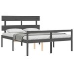 vidaXL Lit pour personne âgée tête de lit gris très grand bois massif