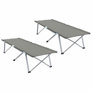 vidaXL Lit de camping pliant 2 Pièces Gris 194 x 62 5 x 42 5 cm