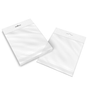 Lot de 100 160x163 mm sac transparent cellophane avec dispositif d'accrochage en rayon - 100