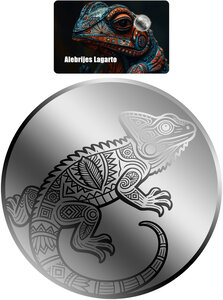 Monnaie ALEBRIJE LAGARTO 1/500 Oz Platine 25$ Liberia 2026 (PRÉCOMMANDE)