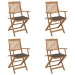 vidaXL Chaises pliables de jardin 4 Pièces avec coussins Bois d'acacia