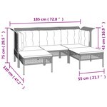 vidaXL Salon de jardin 6 Pièces avec coussins Gris Résine tressée