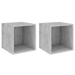 vidaXL Armoires murales 2 Pièces Gris béton 37x37x37 cm Bois d’ingénierie