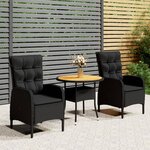 vidaXL Ensemble de bistro de jardin 3 Pièces Résine tressée Noir