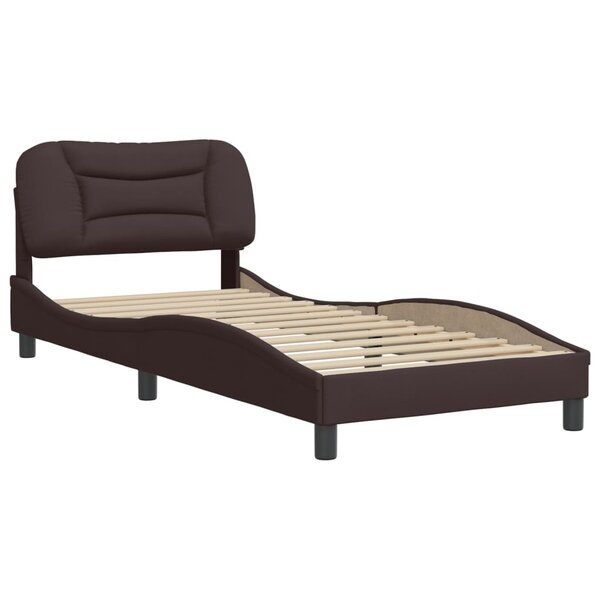 vidaXL Cadre de lit avec tête de lit Marron foncé 90x200 cm Tissu