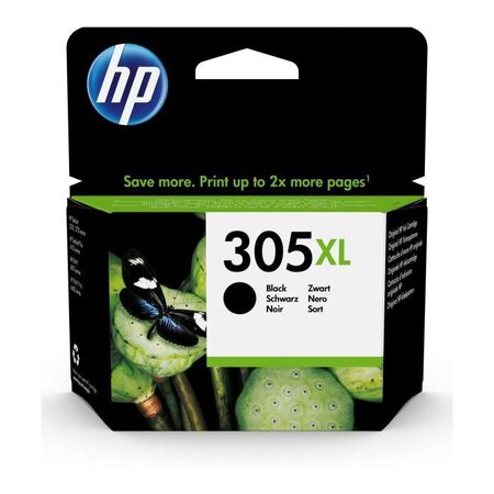 HP 305XL Cartouche d'Encre Noir Grande Capacité Authentique pour HP DeskJet 2300/ 2700/Plus 4100, ENVY 6000/Pro 6400 (3YM62AE)