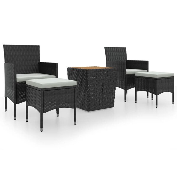 vidaXL Ensemble de bistro de jardin 5Pièces Résine tressée et acacia Noir