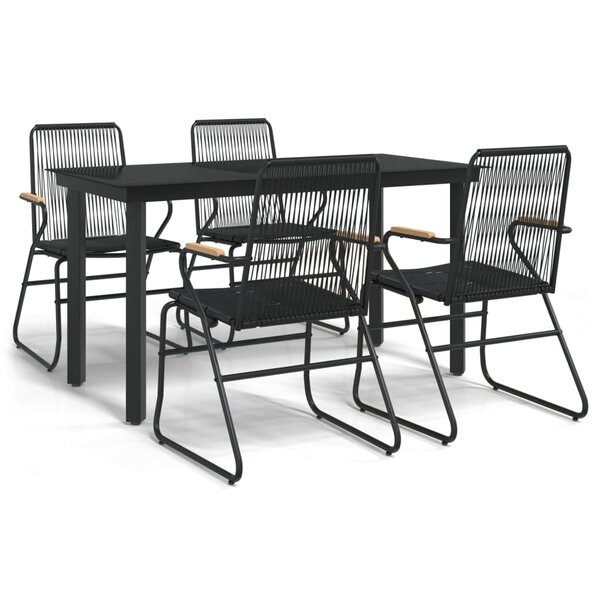 vidaXL Ensemble à manger de jardin 5 Pièces Noir Rotin PVC