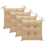 vidaXL Chaises de jardin avec coussins beige 4 Pièces Bois de teck massif