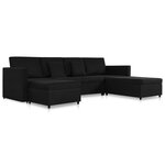 vidaXL Canapé-lit extensible à 4 places tissu noir