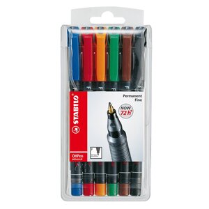 Etui de 6 stylo feutre permanent pte fine ohpen universal assortis stabilo