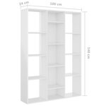 vidaXL Séparateur de pièce/Bibliothèque blanc brillant Bois ingénierie