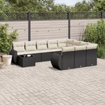 vidaXL Salon de jardin 11 Pièces avec coussins noir résine tressée