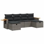 vidaXL Salon de jardin 6 Pièces avec coussins gris résine tressée