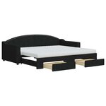 vidaXL Lit de jour avec gigogne et tiroirs noir 90x200 cm tissu