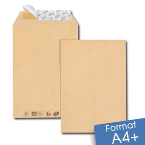 Lot de 250 Enveloppes kraft brun A4+ auto-adhésives 260x330 mm