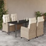 vidaXL Ensemble à manger de jardin avec coussins 5Pièces Beige poly rotin