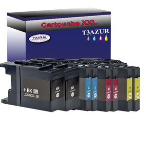 T3AZUR- Lot de 8 Cartouches compatibles avec Brother LC1240 / LC1280 XL pour Brother MFC-J6510DW  MFC-J6710CDW  MFC-J6710DW