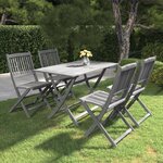 vidaXL Mobilier à dîner de jardin 5 Pièces Bois d'acacia massif Gris