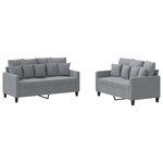 vidaXL Ensemble de canapés 2 Pièces avec coussins Gris clair Tissu